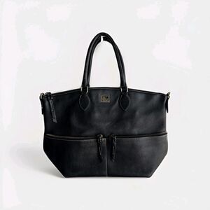 Dooney & Bourke Dillen Large Black Pebbled Leather Handbag Purse Double Pocket